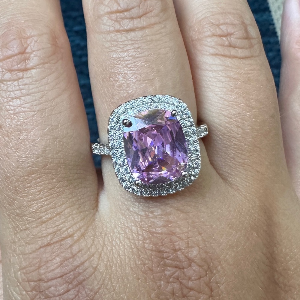 🤍 Large Barbie Pink Sapphire Sterling Silver 925 Stamped Ring